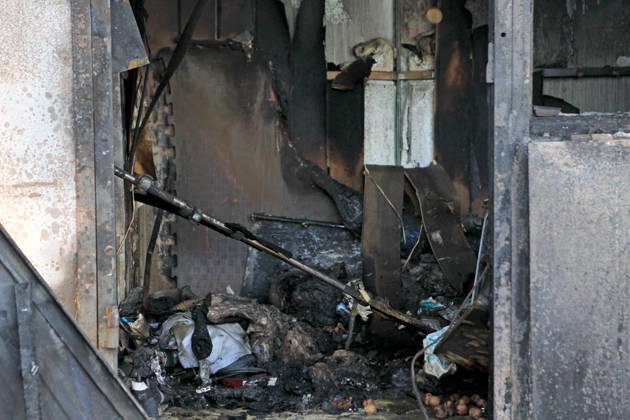 The aftermath of a nighttime Russian UAV attack is pictured in a parking lot near a shopping and entertainment centre in Dnipro, Ukraine, August 25, 2026. Fires broke out inside and near the shopping mall as a result of the Russian attack. (Photo by Mykola Miakshykov Ukrinform) Russian attack hits parking lot near shopping mall in Dnipro suburb  Copyright: xMykolaxMiakshykovx