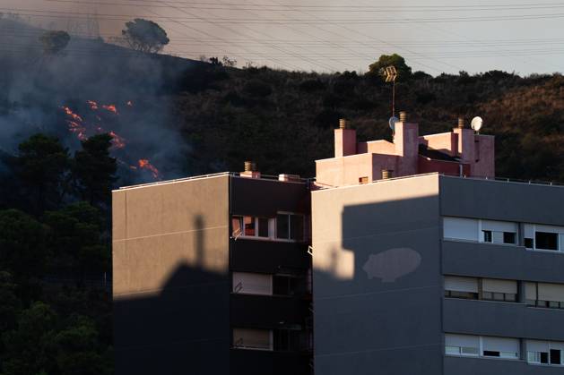 August 25, 2026, Barcelona, Spain: BARCELONA, SPAIN - AUGUST 25, 2026. Firefighters battle a devastating wildfire that has scorched dozens of hectares in Collserola Natural Park, prompting the precautionary evacuation of the Can Masdeu social center and several residential homes in the Torre BaroÂ³ neighborhood. Barcelona Spain - ZUMAq101 20260825_zna_q101_066 Copyright: xMarcxAsensioxClupesx