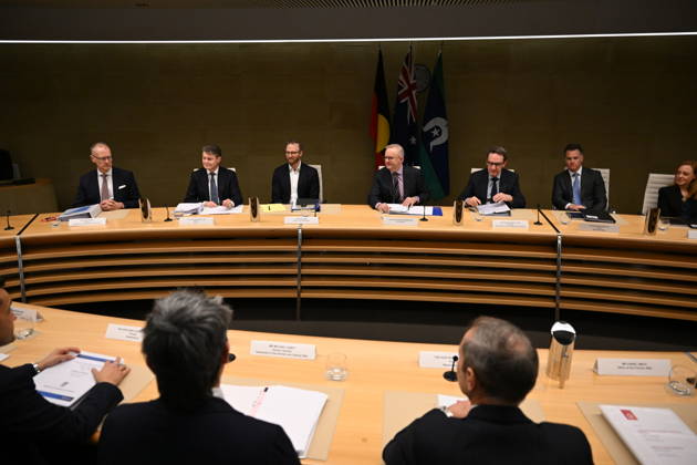 NATIONAL CABINET MEETING, Prime Minister Anthony Albanese (centre) holds a National Cabinet Meeting with State Premiers in Sydney, Wednesday, August 26, 2026. ( NO ARCHIVING SYDNEY NEW SOUTH WALES AUSTRALIA  Copyright: xDEANxLEWINSx 20260826178645019555