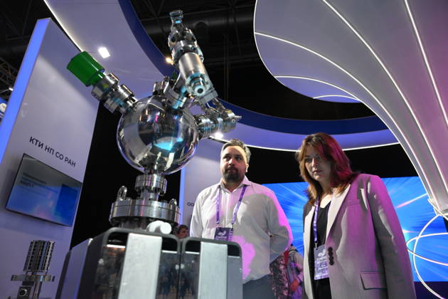 Russia Technoprom International Forum 9228762 26.08.2026 People visit the exhibition during of the Technoprom XIII International Forum of Technological Development in Novosibirsk, Russia. Alexandr Kryazhev Sputnik Novosibirsk Russia Copyright: xAlexandrxKryazhevx