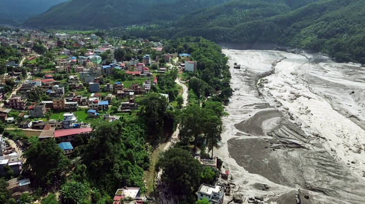RECORD DATE NOT STATED Flash flood ravages Nepal™s Rasuwa Rasuwa Nepal , Aug 26 (ANI): An aerial view of a mud-laden flash flood following an outburst in the Bhotekoshi River, in Rasuwa akot on Wednesday. (ANI Video Grab) Rasuwa Nepal Copyright: xANIx ANI_20260826177