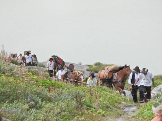 August 23, 2026 Switzerland Grimsel Pass Saeumerfest 23 Years of Sprinz Route from Sachseln to Domodossola Stage 4: Guttannen–Obergesteln Photo: The Saeumer with their horses on the ascent to the Grimsel Pass