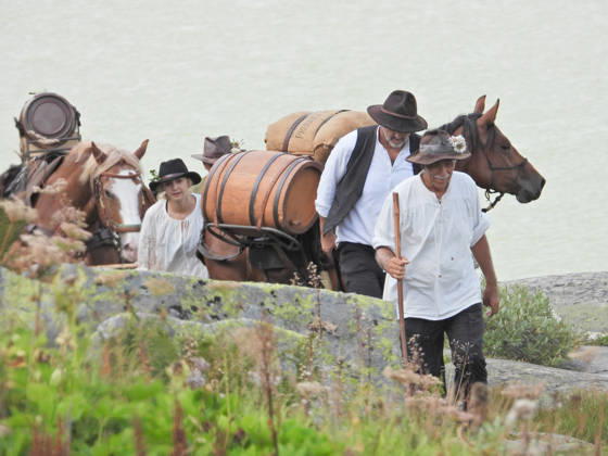 August 23, 2026 Switzerland Grimsel Pass Saeumerfest 23 Years of Sprinz Route from Sachseln to Domodossola Stage 4: Guttannen–Obergesteln Photo: The Saeumer with their horses on the ascent to the Grimsel Pass; in the background, the Grimsel Reservoir
