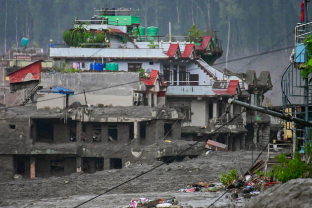 August 26, 2026, Kathmandu, Bagmati, Nepal: NUWAKOT, NEPAL - AUGUST 26: An aftermath view of flash floods and mudslides along the Trishuli River in Nuwakot, Nepal, on August 26, 2026. A catastrophic flash flood swept through Nepalâ€⠢s northern border region after an ice-and-rock avalanche, reportedly triggered by an earthquake, caused a sudden surge in the Lhende River on the Nepal-China border and sent massive volumes of water, mud and debris downstream into the Bhote Koshi and Trishuli river systems. The disaster devastated settlements in Rasuwa and Nuwakot districts, sweeping away homes, roads, bridges, vehicles and other infrastructure and severely damaging hydropower and power facilities. In Nuwakot, riverside settlements includin - ZUMAs330 20260826_zsp_s330_058 Copyright: xSafalxPrakashxShresthax