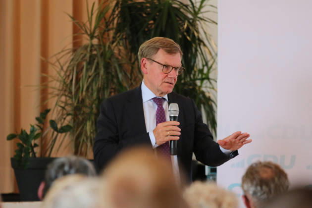 August 26, 2026 Politics CDU Public Forum with Dr. Johann Wadephul, Sepp Müller, and Dr. Anja Schneider Kornhaus Dessau Dr. Johann Wadephul, CDU, Member of the Bundestag, Federal Minister of Foreign Affairs, during the public forum in Dessau-Roßlau, Saxony-Anhalt, Germany