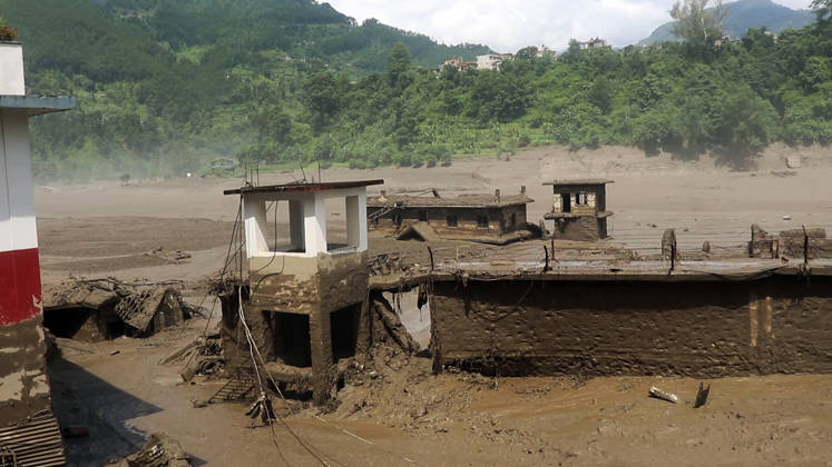 RECORD DATE NOT STATED Flash flood ravages Nepal™s Rasuwa Rasuwa Nepal , Aug 26 (ANI): A residential area devastated by mud-laden floodwaters following a flash flood caused by an outburst in the Bhotekoshi River, in Rasuwa on Wednesday. Around 105 Indians among the foreign nationals reported missing after the flash flood. (RSS Nepal ANI Video Grab) Rasuwa Nepal Copyright: xANIx ANI_20260826321