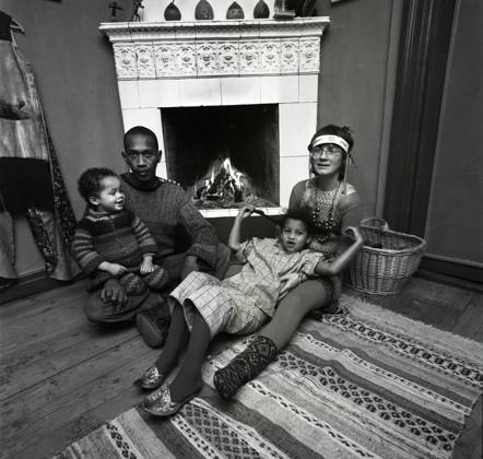 Music, Jazz, Don Cherry with his family—his children Eagle Eye Cherry and Neneh Cherry, along with his wife Monica Moki—at Tagarp School in Tagarp, Sweden  Copyright: xLennartxManssonx