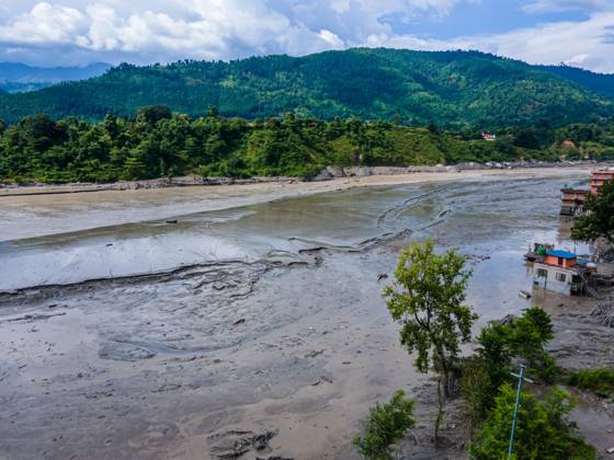 August 26, 2026, Nuwakot, Bagmati, Nepal: NUWAKOT, NEPAL Ã¢â‚¬ AUGUST 26, 2026: An aerial view shows flooding along the Bhotekoshi River affecting low-lying areas and settlements near the riverbanks in Nuwakot, Nepal, on August 26, 2026. Floodwaters reached residential areas and affected infrastructure along the river as emergency authorities continued to assess the extent of the damage and possible casualties. Nuwakot Nepal - ZUMAq101 20260826_zna_q101_111 Copyright: xAmbirxTolangx