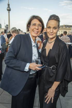ABB FILM NIGHT: Helen Mueller and Jeanette Hain attend the opening reception for the 2026 UFA Film Nights on the rooftop terrace of Bertelsmann Repraesentanz on August 26, 2026, in Berlin, Germany