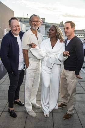 ABB FILM NIGHT Martin Stange, Ercan Durmaz, Nikeata Thompson, and Sönke Möhring as guests at the opening reception for the 2026 UFA Film Nights on the rooftop terrace of Bertelsmann Repraesentanz on August 26, 2026, in Berlin, Germany