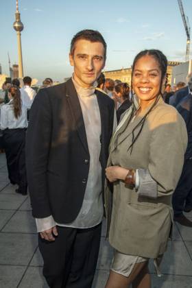 ABB FILM NIGHT: Sebastian Schneider and Jane Chirwa attend the opening reception for the 2026 UFA Film Nights on the rooftop terrace of Bertelsmann Representanz on August 26, 2026, in Berlin, Germany