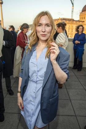 ABB FILM NIGHT: Christin Nichols attends the opening reception for the 2026 UFA Film Nights on the rooftop terrace of Bertelsmann Repraesentanz on August 26, 2026, in Berlin, Germany