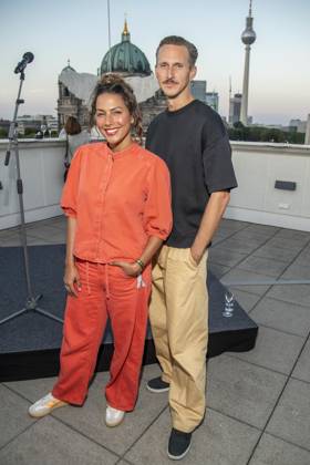 ABB FILM NIGHT: Amy Mussul and Johannes Hendrik Langer attend the opening reception for the 2026 UFA Film Nights on the rooftop terrace of Bertelsmann Repraesentanz on August 26, 2026, in Berlin, Germany