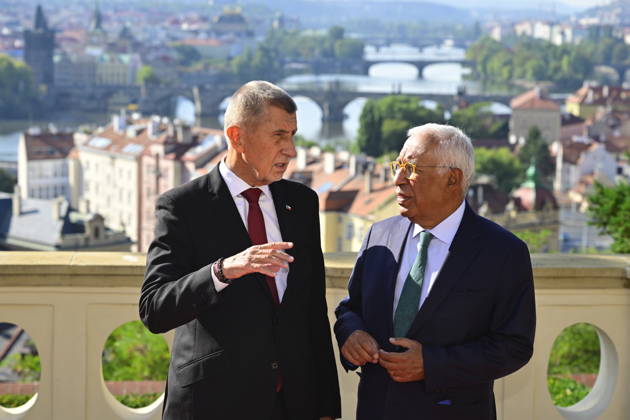 Czech Prime Minister Andrej Babis, left, received the President of the European Council Antonio Costa, in Prague, Czech Republic, on August 27, 2026. (CTKxPhoto VitxSimanek) CTKPhotoP2026082702592  CTKPhotoP2026082702592