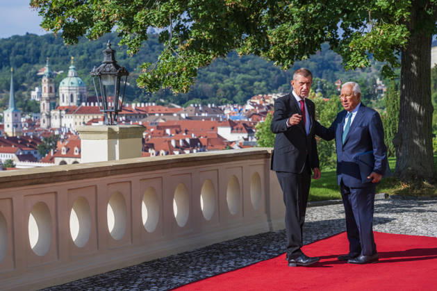 Czech Prime Minister Andrej Babis, left, received the President of the European Council Antonio Costa, in Prague, Czech Republic, on August 27, 2026. (CTKxPhoto VitxSimanek) CTKPhotoP2026082702683  CTKPhotoP2026082702683
