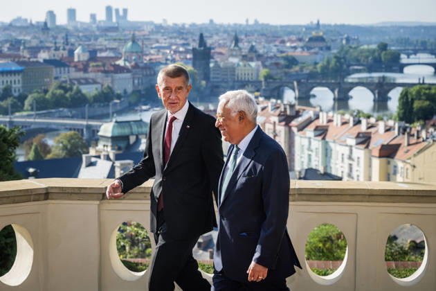 Czech Prime Minister Andrej Babis, left, received the President of the European Council Antonio Costa, in Prague, Czech Republic, on August 27, 2026. (CTKxPhoto VitxSimanek) CTKPhotoP2026082702706  CTKPhotoP2026082702706