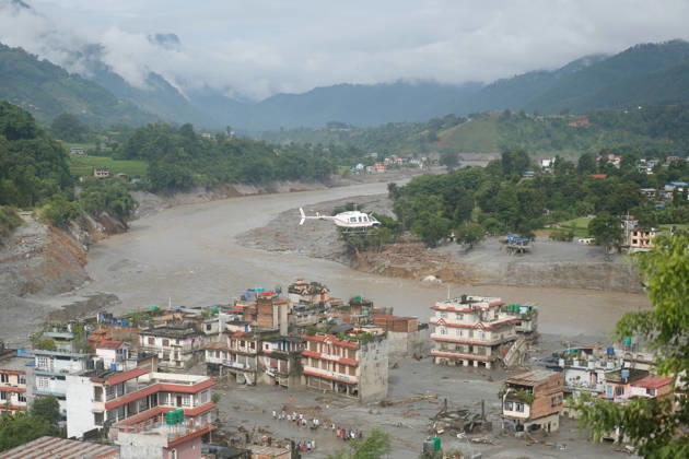 Flood Ravages Nuwakot Highway After Glacial Lake Outburst In Tibet A damaged section of a highway in Nuwakot, central Nepal, is seen on August 27, 2026, following a glacial lake outburst in Tibet. Rescue teams collect bodies, while residents displaced by the flooding shelter in elevated areas. The flooding has damaged roads and disrupted transportation in the region. Nuwakot Nepal  Copyright: xSanjitxPariyarx originalFilename: pariyar-notitle260827_npEkw.jpg