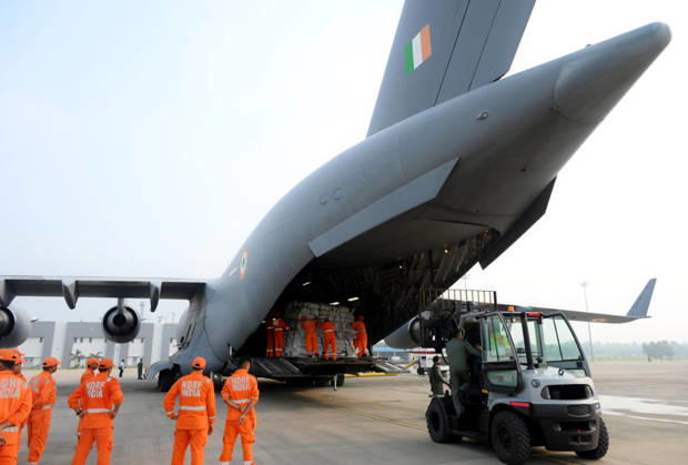 RECORD DATE NOT STATED 2nd Tranche of Relief Materials Dispatched for Flood-Ravaged Nepal from India Ghaziabad, Aug 27 (ANI): A view of the second tranche of Humanitarian Assistance and Disaster Relief (HADR) materials being dispatched for flood-ravaged Nepal from the Hindon Airport, in Ghaziabad on Thursday. (@DrSJaishankar X ANI Photo) Ghaziabad Uttar Pradesh India Copyright: xANIx ANI_20260827044