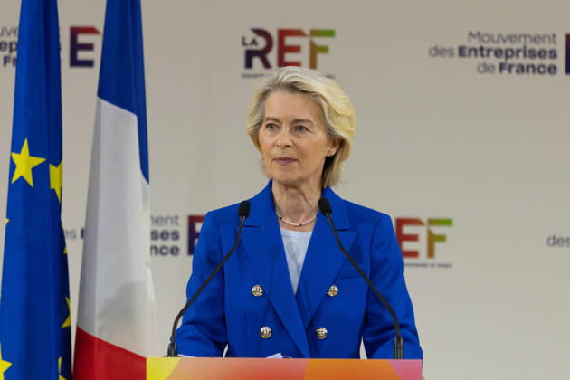 Second day of La REF 2026 meeting - Paris European Commission President Ursula von der Leyen during the La REF 2026 meeting of French entrepreneurs, organised by the MEDEF, France s main employers federation, at the Roland-Garros venue in Paris on August 27, 2026. Photo by Raphael Lafargue ABACAPRESS.COM Paris France Copyright: xLafarguexRaphael ABACAx