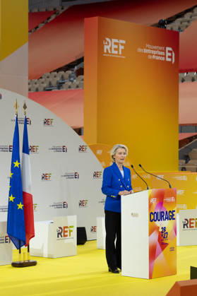 Second day of La REF 2026 meeting - Paris European Commission President Ursula von der Leyen during the La REF 2026 meeting of French entrepreneurs, organised by the MEDEF, France s main employers federation, at the Roland-Garros venue in Paris on August 27, 2026. Photo by Raphael Lafargue ABACAPRESS.COM Paris France Copyright: xLafarguexRaphael ABACAx