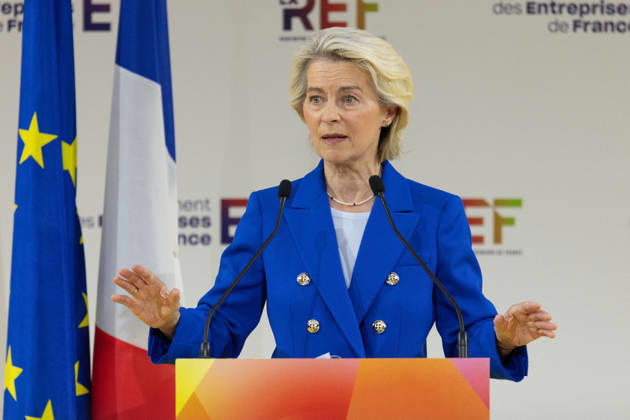 Second day of La REF 2026 meeting - Paris European Commission President Ursula von der Leyen during the La REF 2026 meeting of French entrepreneurs, organised by the MEDEF, France s main employers federation, at the Roland-Garros venue in Paris on August 27, 2026. Photo by Raphael Lafargue ABACAPRESS.COM Paris France Copyright: xLafarguexRaphael ABACAx