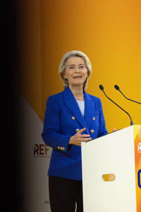 Second day of La REF 2026 meeting - Paris European Commission President Ursula von der Leyen during the La REF 2026 meeting of French entrepreneurs, organised by the MEDEF, France s main employers federation, at the Roland-Garros venue in Paris on August 27, 2026. Photo by Raphael Lafargue ABACAPRESS.COM Paris France Copyright: xLafarguexRaphael ABACAx