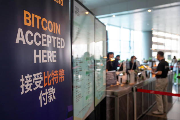 Bitcoin Asia Hong Kong 2026 A sign next to a checkout counter saying Bitcoin accepted here at Bitcoin Asia 2026 on August 27, 2026 in Hong Kong. (Photo by Vernon Yuen Nexpher Images) HONG KONG