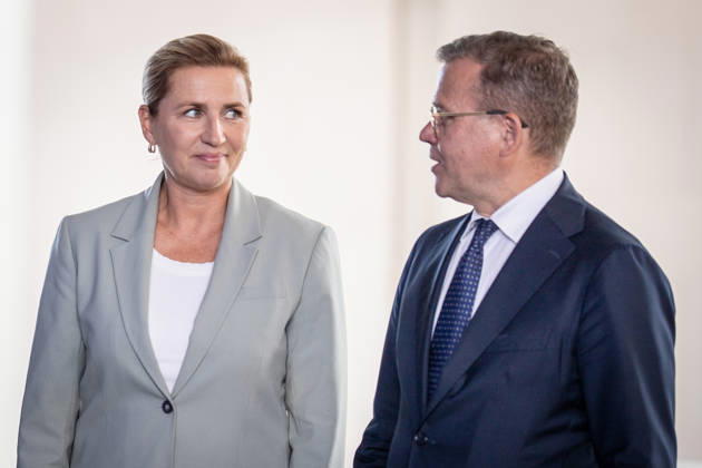 Mette Frederiksen, Minister of State of Denmark, and Petteri Orpo, Prime Minister of Finland (from left) Meeting of heads of state and government from several like-minded EU countries regarding the next Multiannual Financial Framework at the Federal Chancellery, Berlin, Germany Federal Chancellery