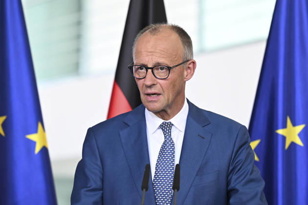 German Chancellor Merz hosts Austrian, Danish, and Finnish counterparts in Berlin BERLIN, GERMANY - AUGUST 27: Chancellor of Germany Friedrich Merz, Chancellor of Austria Christian Stocker, Prime Minister of Denmark Mette Frederiksen, and Prime Minister of Finland Petteri Orpo attend a joint press conference following their quadripartite meeting at the Federal Chancellery in Berlin, Germany, on August 27, 2026. The European leaders met to discuss regional security, European Union policies, and economic cooperation. Halil Sagirkaya Anadolu Berlin Germany. Editorial use only. Please get in touch for any other usage.  Copyright: x2026xAnadoluxHalilxSagirkayax