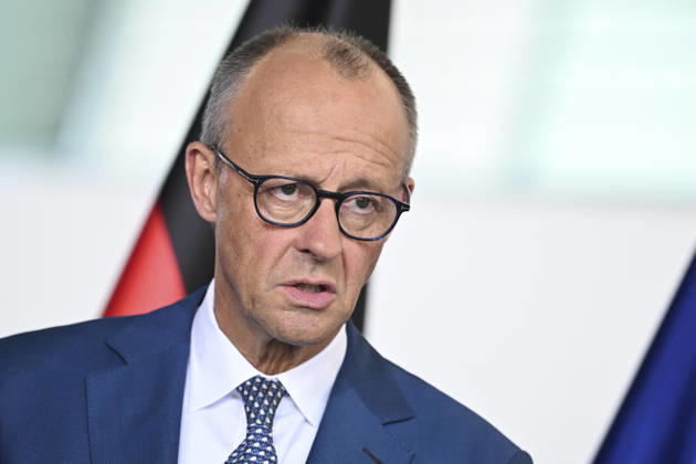German Chancellor Merz hosts Austrian, Danish, and Finnish counterparts in Berlin BERLIN, GERMANY - AUGUST 27: Chancellor of Germany Friedrich Merz, Chancellor of Austria Christian Stocker, Prime Minister of Denmark Mette Frederiksen, and Prime Minister of Finland Petteri Orpo attend a joint press conference following their quadripartite meeting at the Federal Chancellery in Berlin, Germany, on August 27, 2026. The European leaders met to discuss regional security, European Union policies, and economic cooperation. Halil Sagirkaya Anadolu Berlin Germany. Editorial use only. Please get in touch for any other usage.  Copyright: x2026xAnadoluxHalilxSagirkayax