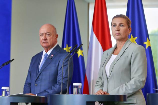 Berlin, Germany, August 27, 2026; Federal Chancellery: Reception of like-minded heads of government for consultations on the EU financial framework—Christian Stocker of Austria and Mette Frederiksen of Denmark Copyright: xdtsxNachrichtenagenturx dts_131497
