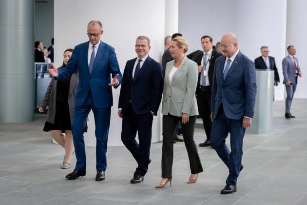 Chancellery, Meeting of Like-Minded States, Berlin, Chancellery, Arrival, Federal Chancellor, Friedrich Merz, Federal Chancellor, Christian Stocker, Austria, Prime Minister, Petteri Orpo, Finland, Prime Minister, Mette Frederiksen, Denmark, Berlin, Berlin, GER