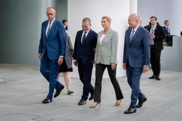 Chancellery, Meeting of Like-Minded States, Berlin, Chancellery, Arrival, Federal Chancellor, Friedrich Merz, Federal Chancellor, Christian Stocker, Austria, Prime Minister, Petteri Orpo, Finland, Prime Minister, Mette Frederiksen, Denmark, Berlin, Berlin, GER