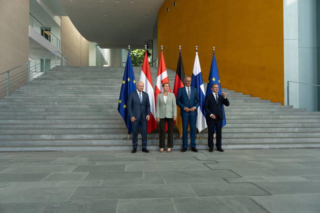 Chancellery, Meeting of Like-Minded States, Berlin, Chancellery, Federal Chancellor, Friedrich Merz, Federal Chancellor, Christian Stocker, Austria, Prime Minister, Petteri Orpo, Finland, Prime Minister, Mette Frederiksen, Denmark, Berlin, Berlin, GER