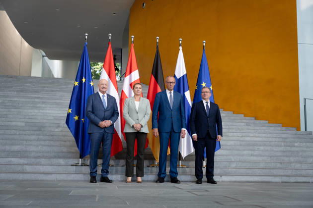 Chancellery, Meeting of Like-Minded States, Berlin, Chancellery, Federal Chancellor, Friedrich Merz, Federal Chancellor, Christian Stocker, Austria, Prime Minister, Petteri Orpo, Finland, Prime Minister, Mette Frederiksen, Denmark, Berlin, Berlin, GER