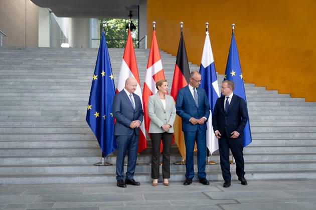 Chancellery, Meeting of Like-Minded States, Berlin, Chancellery, Federal Chancellor, Friedrich Merz, Federal Chancellor, Christian Stocker, Austria, Prime Minister, Petteri Orpo, Finland, Prime Minister, Mette Frederiksen, Denmark, Berlin, Berlin, GER