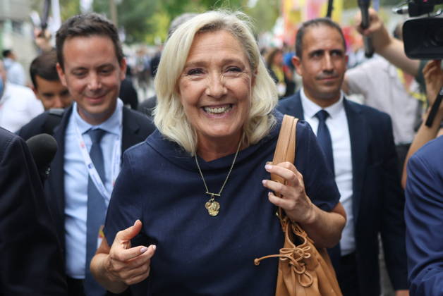 REF Medef - Marine Le Pen Arrives at Presidential Debate President of the Rassemblement National party and 2027 presidential candidate Marine Le Pen arrives at the presidential debate during the La REF 2026 meeting of French entrepreneurs, organised by the MEDEF, France s main employers federation, at the Roland-Garros venue in Paris, France on August 27, 2026. Photo by Raphael Lafargue ABACAPRESS.COM Paris France  Copyright: xLafarguexRaphael ABACAx