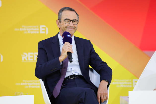REF Medef - Presidential Debate President of the political party The Republicans LR Bruno Retailleau at the presidential debate during the La REF 2026 meeting of French entrepreneurs, organised by the MEDEF, France s main employers federation, at the Roland-Garros venue in Paris, France on August 27, 2026. Photo by Raphael Lafargue ABACAPRESS.COM Paris France  Copyright: xLafarguexRaphael ABACAx