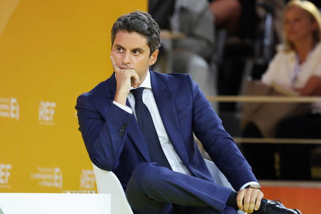 REF Medef - Presidential Debate General Secretary of French centrist party Renaissance Gabriel Attal at the presidential debate during the La REF 2026 meeting of French entrepreneurs, organised by the MEDEF, France s main employers federation, at the Roland-Garros venue in Paris, France on August 27, 2026. Photo by Raphael Lafargue ABACAPRESS.COM Paris France  Copyright: xLafarguexRaphael ABACAx