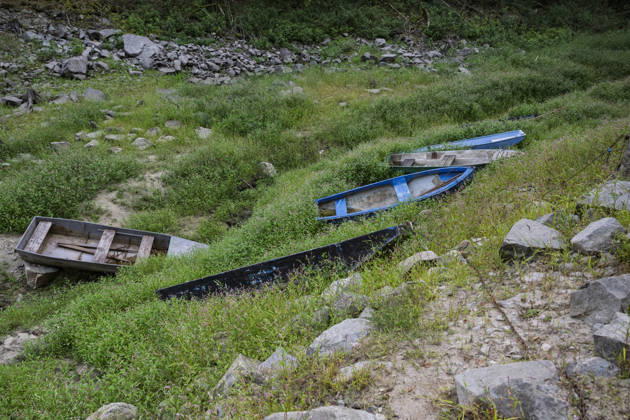 Low water level at the Otava and Lomnice rivers confluence at the Orlik Reservoir, on August 27, 2026, Zvikovske Podhradi, Czech Republic. (CTKxPhoto VaclavxPancer) CTKPhotoP2026082706541  CTKPhotoP2026082706541