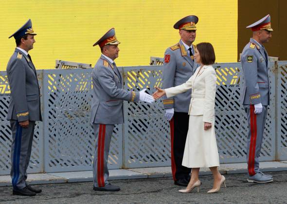 Moldova Independence Day 9230025 27.08.2026 Moldovan President Maia Sandu attends the military parade during Moldova s Independence Day celebrations in Chisinau, Moldova. Stringer Sputnik Chisinau Moldova  Copyright: xStringerx