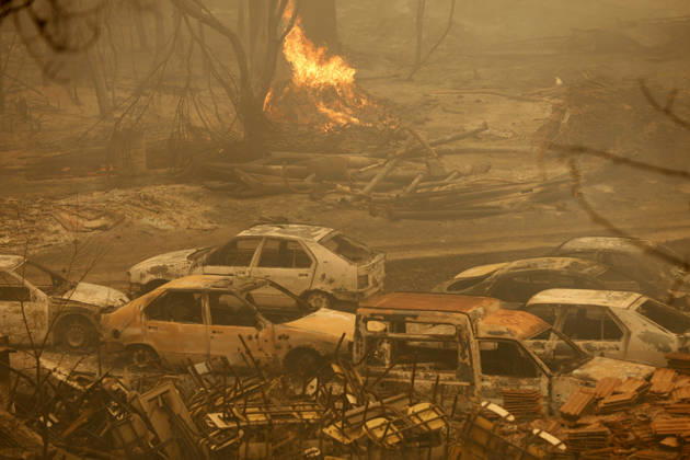 Fires in Jijel and Bedjaia: A general view of the burned houses, cars, and animals in the village of Nador, in the Jijel Mountains east of Algiers, in Algeria on August 27, 2026. The Algerian Ministry of the Interior announced that at least 12 people have died and 54 others have been injured in multiple forest fires across the country. Photo by Billel Bensalem, APP, Jijel, Algeria Copyright: xAlgÃ riexPressexPhotosxBillelxBensalemx xAPPx _MG_8960