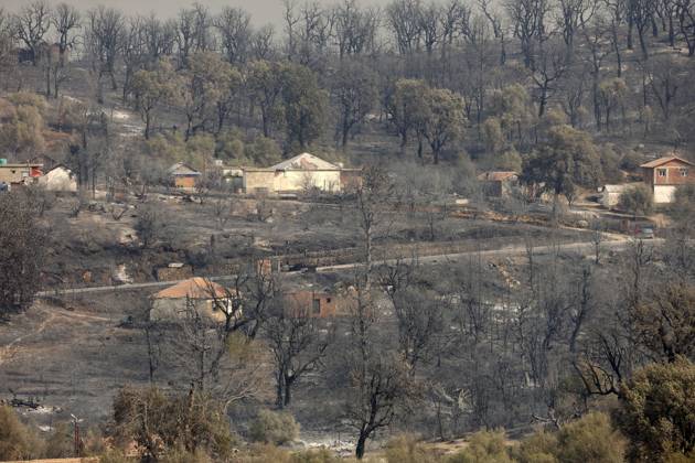 Fires in Jijel and Bedjaia: A general view of the burned-out houses, cars, and animals in the village of Nador, in the Jijel mountains east of Algiers, in Algeria on August 27, 2026. The Algerian Ministry of the Interior announced that at least 12 people have died and 54 others have been injured in multiple forest fires across the country. Photo by Billel Bensalem, APP, Jijel, Algeria Copyright: xAlgÃ riexPressexPhotosxBillelxBensalemx xAPPx _MG_9051