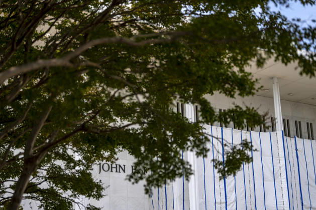 The John F. Kennedy Center for Performing Arts is seen in Washington, DC on Thursday, August 27. 2026. In a court ruling filed earlier this week, the Trump Administration said they may demolish the center if proposed renovation plans are blocked.  WAP20260827304 BONNIExCASH