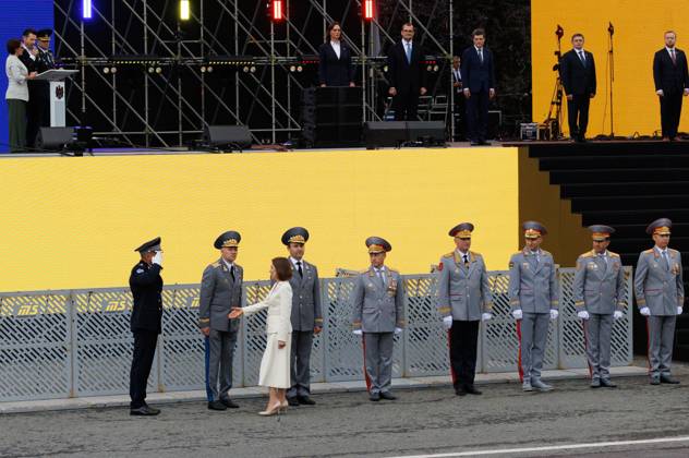 Moldova Independence Day 9230170 27.08.2026 Moldovan President Maia Sandu attends the military parade during Moldova s Independence Day celebrations in Chisinau, Moldova. Stringer Sputnik Chisinau Moldova  Copyright: xStringerx