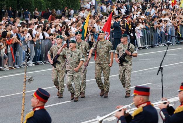 Moldova Independence Day 9230176 27.08.2026 Lithuanian servicemen march at the military parade during Moldova s Independence Day celebrations in Chisinau, Moldova. Stringer Sputnik Chisinau Moldova  Copyright: xStringerx