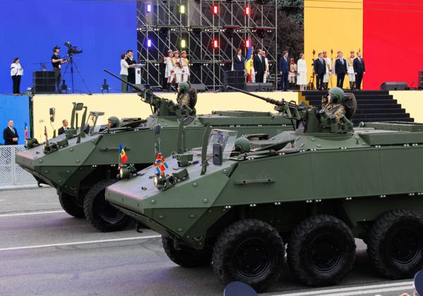 Moldova Independence Day 9230221 27.08.2026 The Mowag Piranha armoured fighting vehicles take part in a military parade during Moldova s Independence Day celebrations in Chisinau, Moldova. Stringer Sputnik Chisinau Moldova  Copyright: xStringerx