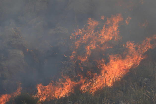 Firefighting efforts continue as wildfire burns in Sicily, Italy PALERMO, ITALY - AUGUST 27: A view of a wildfire that broke out on the slopes of Mount Gulino near Palermo in western Sicily, Italy, on August 27, 2026. Firefighters and forestry workers worked through the night to contain the flames and evacuate residents from settlements threatened by the fire. Two helicopters provided aerial support for firefighting efforts. Alberto Lo Bianco Anadolu Palermo Italy. Editorial use only. Please get in touch for any other usage.  Copyright: x2026xAnadoluxAlbertoxLoxBiancox