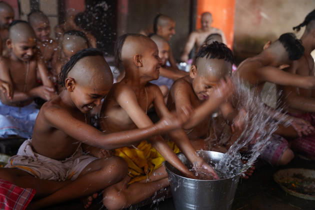 August 28, 2026, Kathmandu, Bagmati, Nepal: On the occasion of Raksha Bandhan and Janai Purnima, observed on the full moon day of the bright fortnight of the Nepali month of Shrawan, young students at Pashupatiâ€⠢s Veda Vidyashram began their religious rituals and fasting early in the morning after taking a bath...On this day, those who wear the sacred thread traditionally change their Janai, also known as Yagyopavit. For this, they shave their heads the previous day and observe a fast by eating only one meal, maintaining purity. Kathmandu Nepal - ZUMAa308 20260828_znp_a308_004 Copyright: xChandraxBahadurxAlex