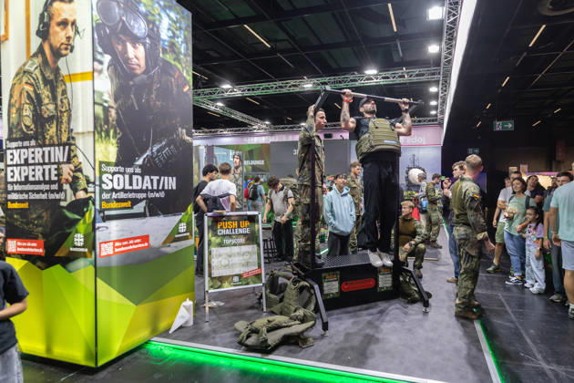Gamescom 2026 in Cologne, August 28, 2026—German Armed Forces Booth. Gamescom 2026, the world’s largest interactive entertainment event, will take place from August 26 to 30, 2026, at the Koelnmesse exhibition grounds in Cologne, Cologne-Deutz, North Rhine-Westphalia, Germany Copyright: xMarcxJohnx